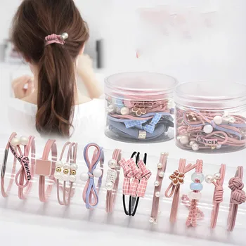 

Korean Version Women Hair Ropes with Storage Box Simple High Elastic Rubber Bands Rings Girls Cute Hairband Set Hair Accessories