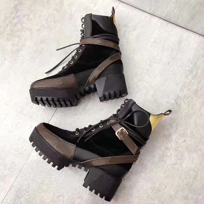 

Autumn Winter Women Martin Boots Luxury Brand Fashion Women High Heels Round Toe High Quality Martin Boots Women Boots