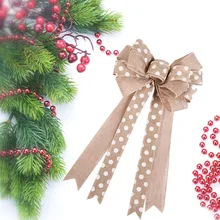 手作りクリスマス弓模造リネンクリスマス弓ペンダントクリスマス装飾弓ホームギフト装飾クリスマス弓(China)