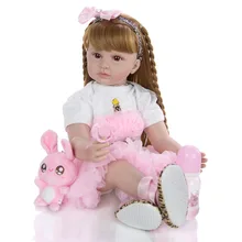 60 см Силиконовые Reborn Baby Doll игрушки, как красивая живая девочка младенцы кукла с девушка с длинными волосами Brinquedos игровой Домашняя игра игрушка