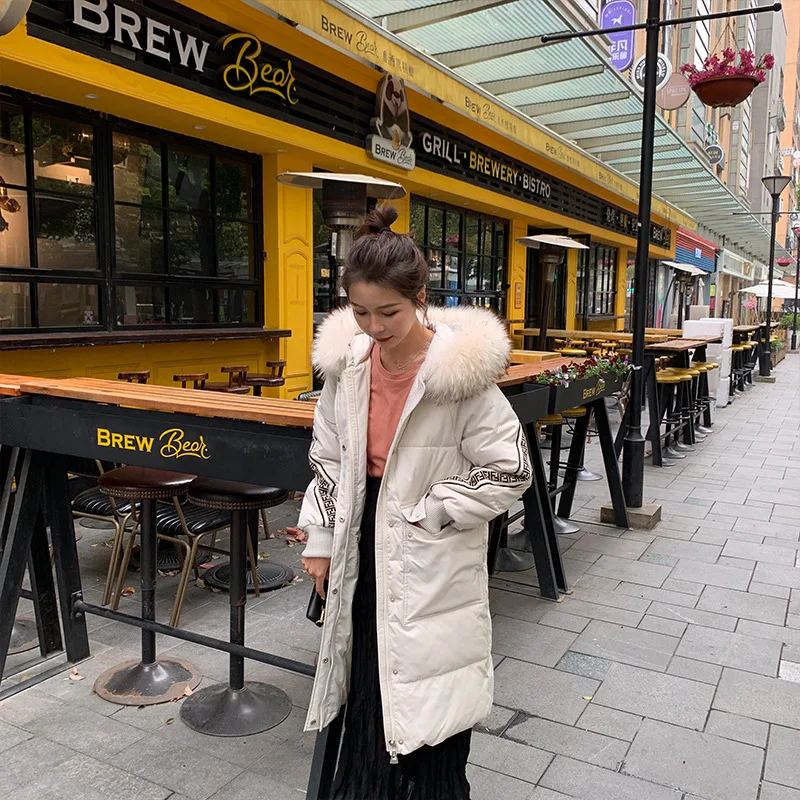 

2019-Mid-length Large Fur Collar Cotton Coat Student Korean-style Loose-Fit Cotton-padded Jacket Hooded Thick Cotton-padded Clot
