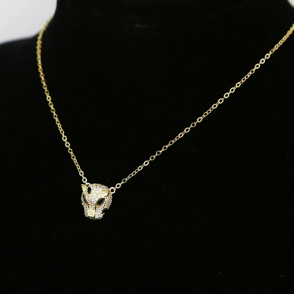 lovely cute cool animal Panther pendant jewelry full cz paved Leopard gold color necklaces fashion jewelry