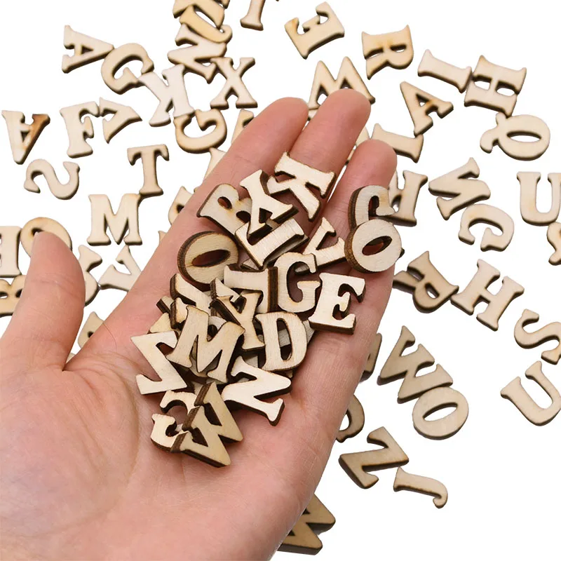 Household-Decor Crafts Scrapbooking Letters English-Alphabet Natural Wooden DIY Digital