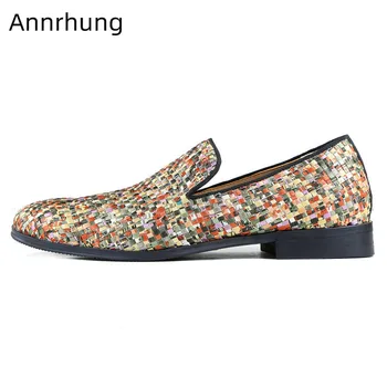 

Colourful Braided Men Loafers 2019 New Autumn Party Shoes Men Round Toe Slip On Men Flats Shoes Cozy Insole Casual Shoes Men