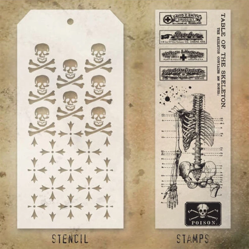 2021 New Halloween Zombie Skeleton Clear Stamp and Stencil Set For Making Crack Greeting Card Scrapbooking No Metal Cutting Dies heart stamps for card making Scrapbooking & Stamps