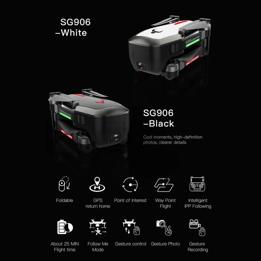 SG906 Drones Ultra HD 4K 1080P Camera Drone 5G WIFI FPV With Selfie Foldable RC Drone Quadcopter RTF Drone GPS