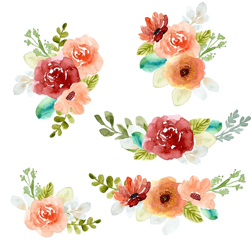

QCF22 Elegant Watercolor Flower Family Decoration Sticker Laptop Toilet Children's Gift Decal
