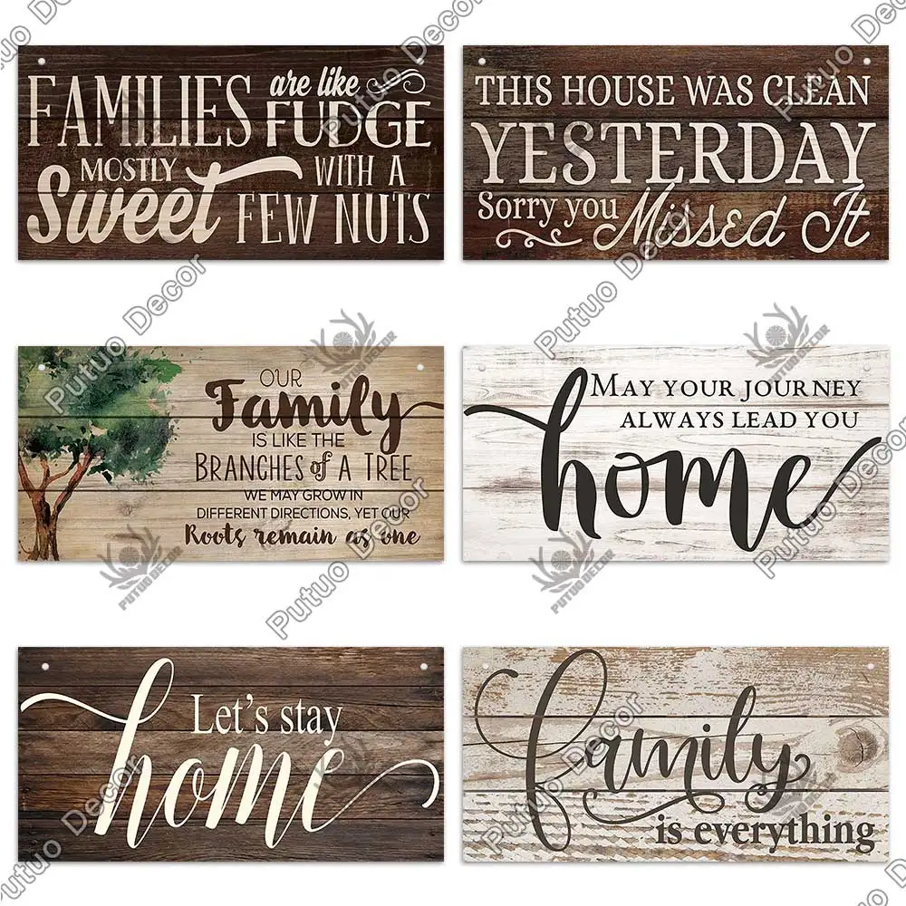 Putuo Decor Home Wooden Signs Family Wood Wall Plaque Wood Art Home Decor for Friendship Wooden Pendant Home Wall Decoration 4