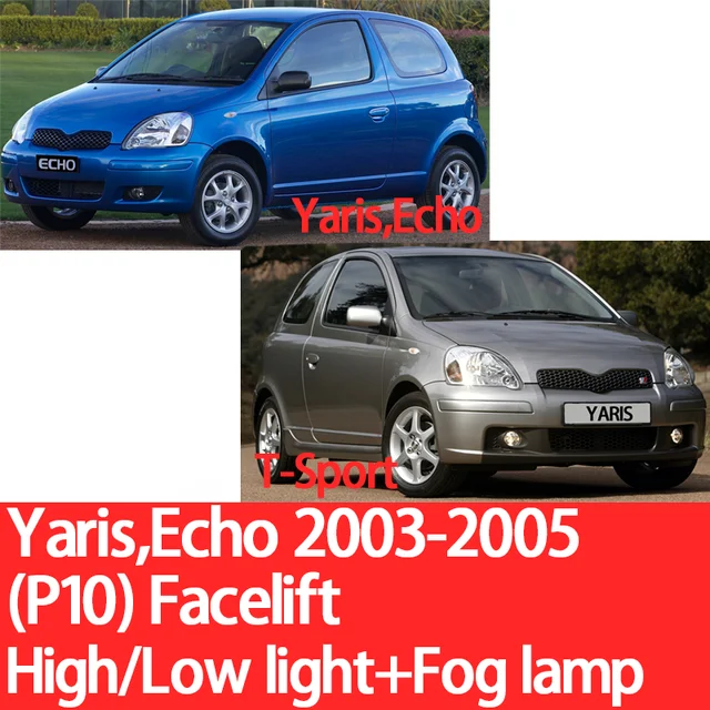 YNFOM LED headlights kit for Toyota Yaris,Echo P1-P15 1999-2020 Low beam,High beam,fog lamp,car accessories,car headlight bulbs 2003-2005 P10