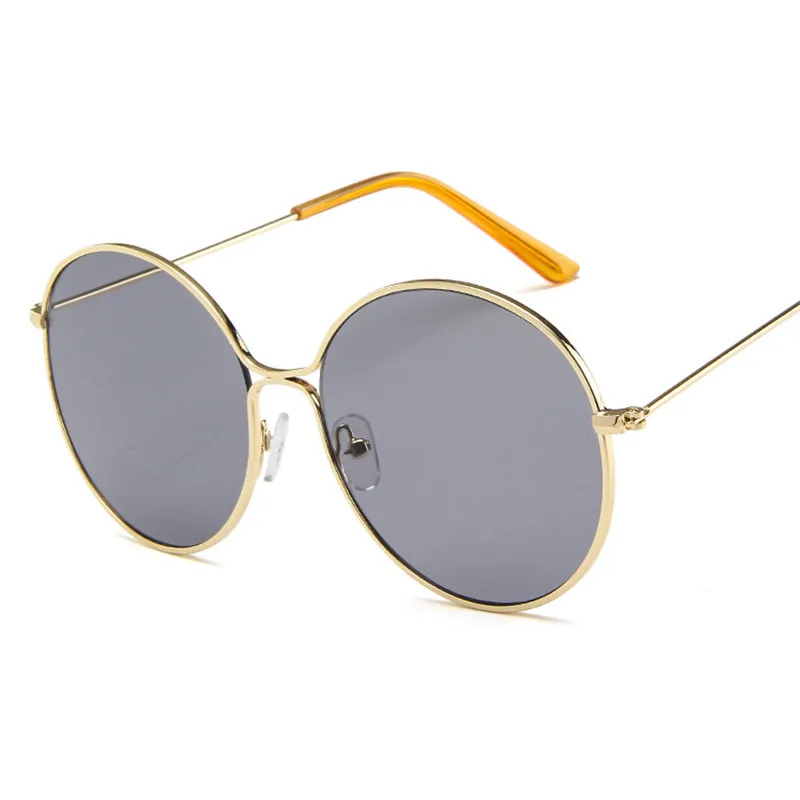 Gold Gray RBRARE сплав круглые большие рамки солнцезащитные очки для женщин винтажные металлические градиентные линзы Роскошные солнцезащитные очки для мужчин Oculos Feminino - Цвет линз: Gold Gray