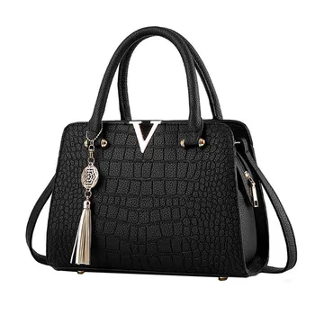 

Woman's Tassel Crossbody Bags Leather Handbag Alligator Pattern Shoulder Bag
