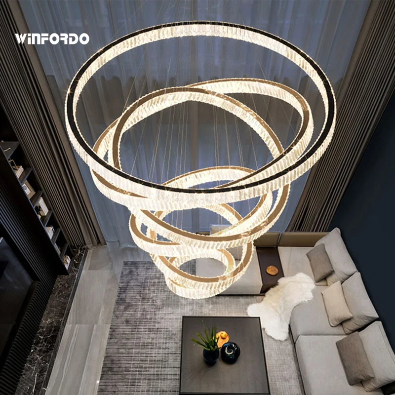 2022 Luxury Led Crystal Chandelier Pendant Lamp For Staircase 110v