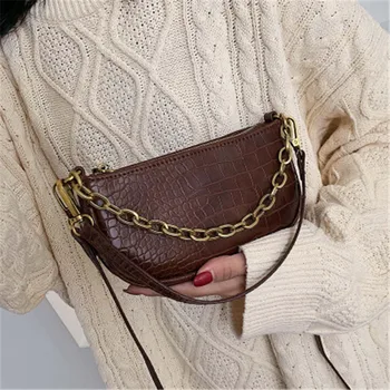 

Vintage Crocodile PU Leather Crossbody Bags for Women 2020 Chains Design Shoulder Messenger Bags Female Travel Handbags bolso