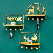 Willkommen und Deer Lagerhalter & Racks Hinter Türen Linving Zimmer Eisen Home Deco Schlüssel Handtuch Kleinigkeiten Lagerung Racks Gold