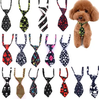 

100PC/Lot Skull Pattern Dog Ties Halloween Dog Accessories Cat Bowties Holiday Dog Neckties Pet Supplies