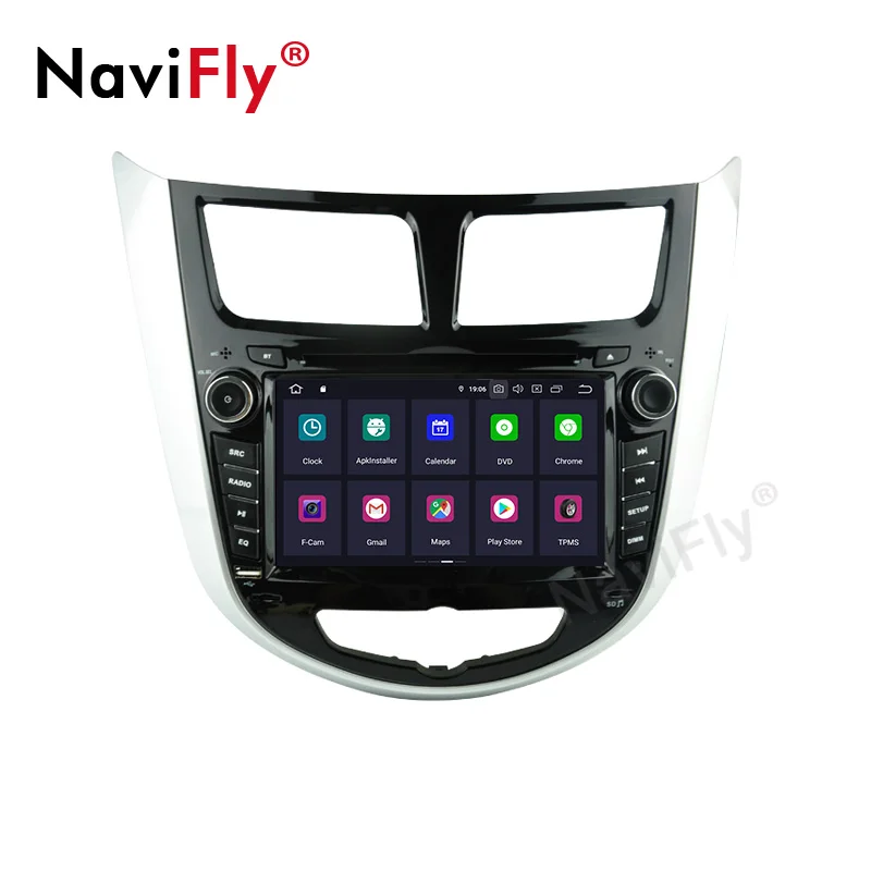NaviFly Android 9,0 Восьмиядерный автомобильный dvd-плеер для HYUNDAI VERNA/ACCENT/SOLARIS 2011-2012 Автомобильный мультимедийный радио Поддержка DVR wifi