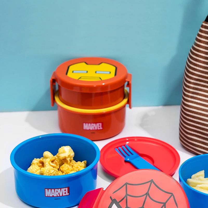 Vengadores Avengers caja de almuerzo fiambrera caja de comida para niños con 3 compartimentos separados y pegatinas de nombre para niños