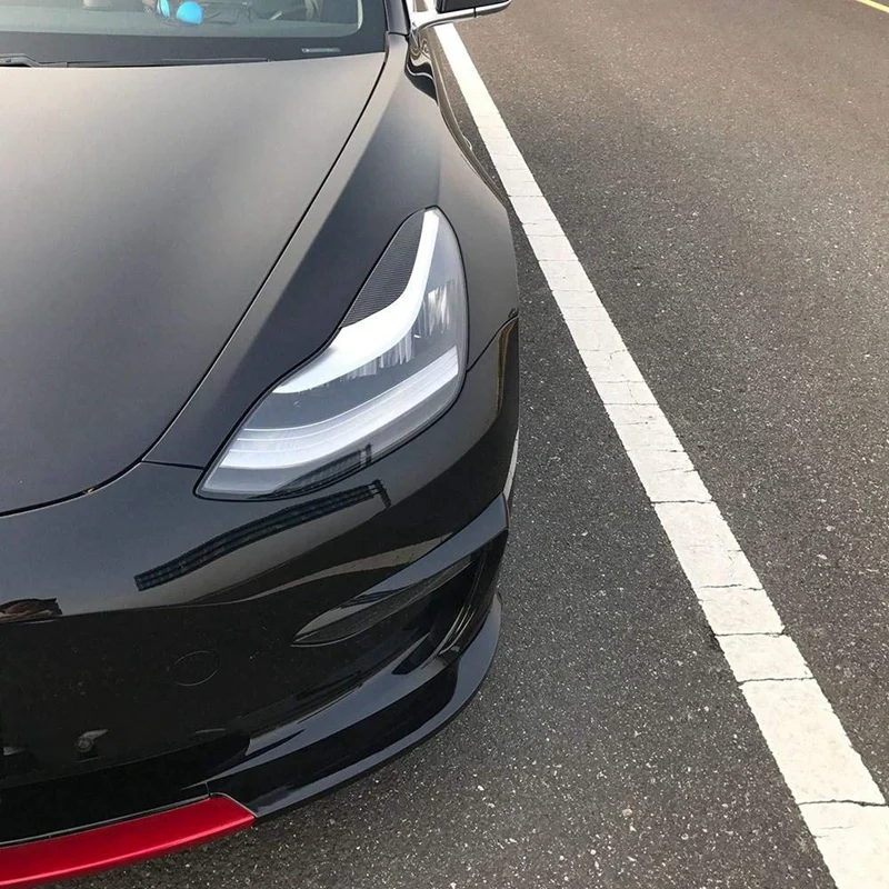 Передняя фара веки отделка брови наклейка s для Tesla модель 3, углеродное волокно брови крышка украшения наклейки для укладки, фара