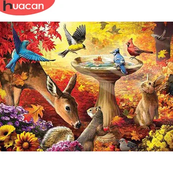 

HUACAN 5D Diamond Painting Deer Bird Full Drill Diamond Embroidery Animal New Arrival Home Decor Sale