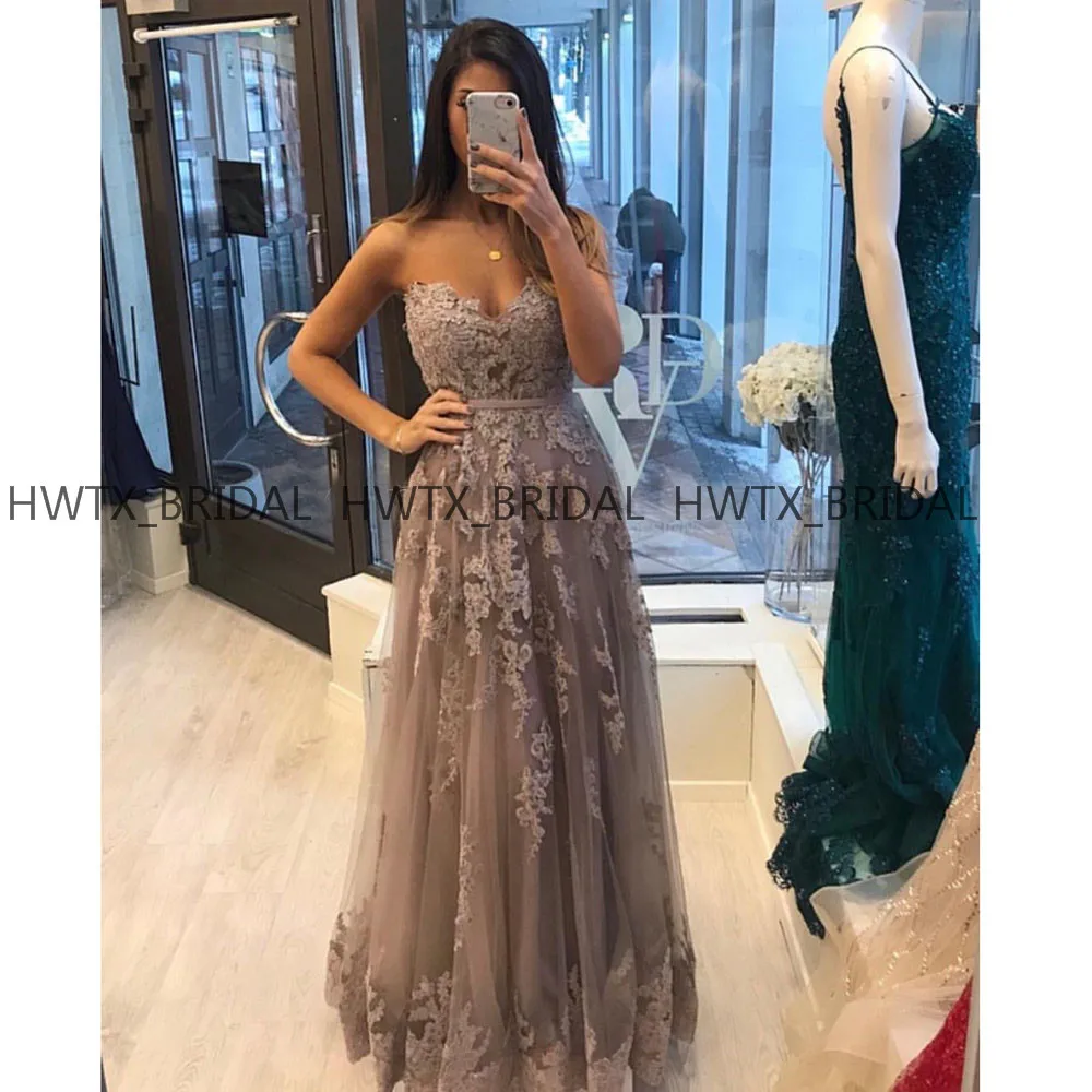 Vestidos de fiesta de noche винтажное вечернее платье с аппликацией из кружева и тюля Новое ТРАПЕЦИЕВИДНОЕ длинное платье для выпускного вечера вечерние платья