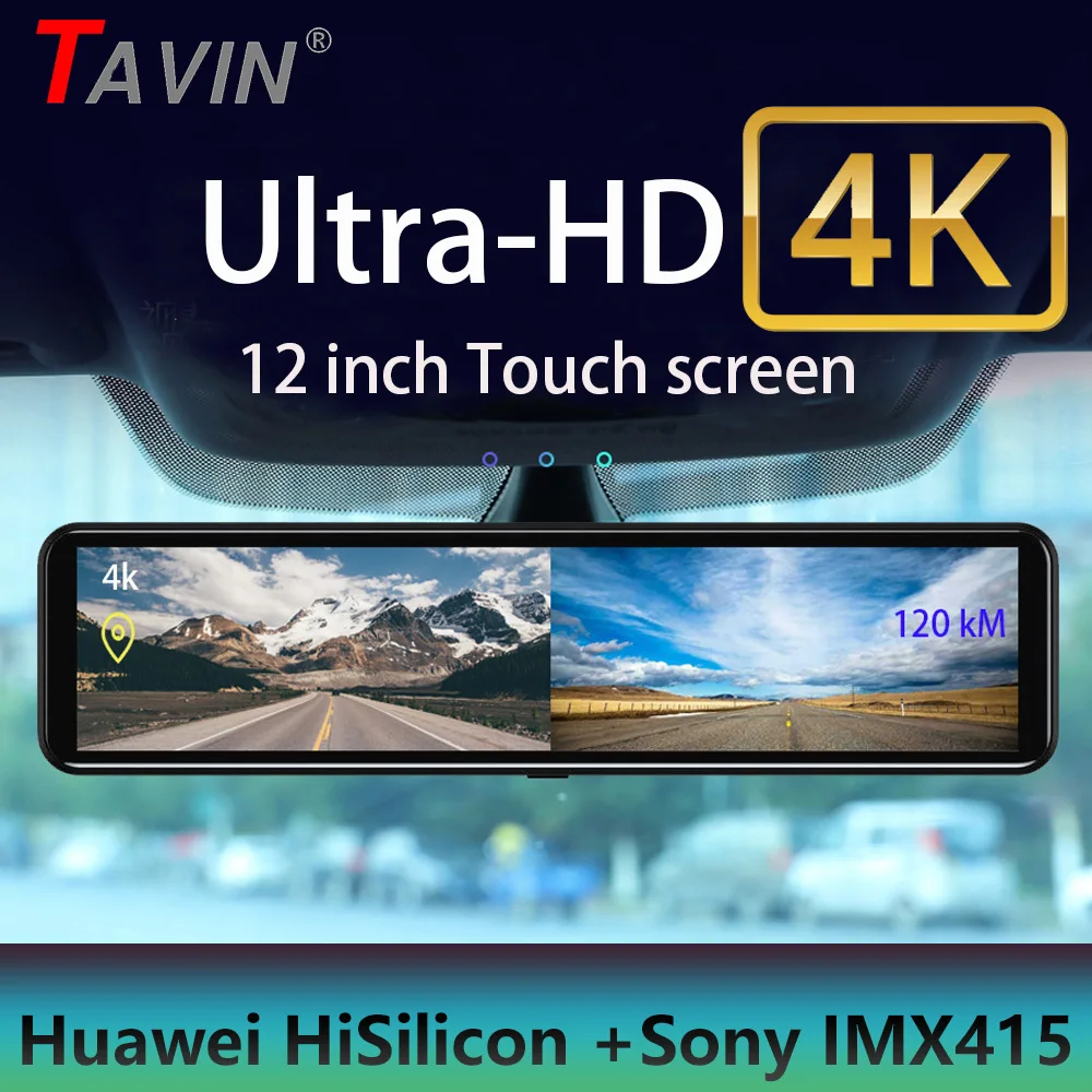 4K Автомобильный видеорегистратор 12 ''Автомобильный с зеркалом заднего Sony IMX415