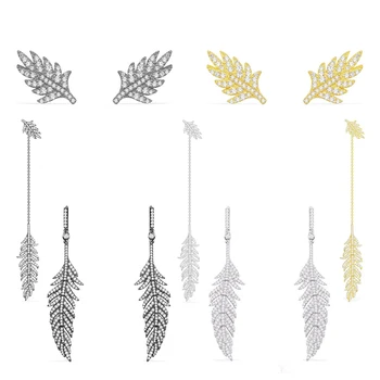 

Kakany 2020 Fashion Original 1: 1 High Quality Shiny Zircon Feather Earrings Gifts for Women and Women Jewelry Carved Logos
