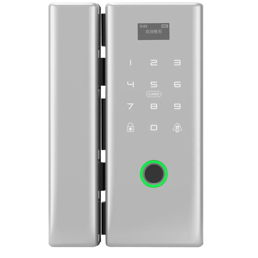 Silver Tuya Смарт-стеклянная дверь биометрический замок fingerorint код RFID карты дистанционное управление телефон приложение Wifi Tuya офис Электрический замок доступа contro - Цвет: Silver Tuya