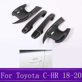 

Fit For Toyota CHR C-HR 2018-2020 ABS Carbon Fiber Black Front Door Bowl Cover Trim & Handle Cover Trim Car Styling Accessory