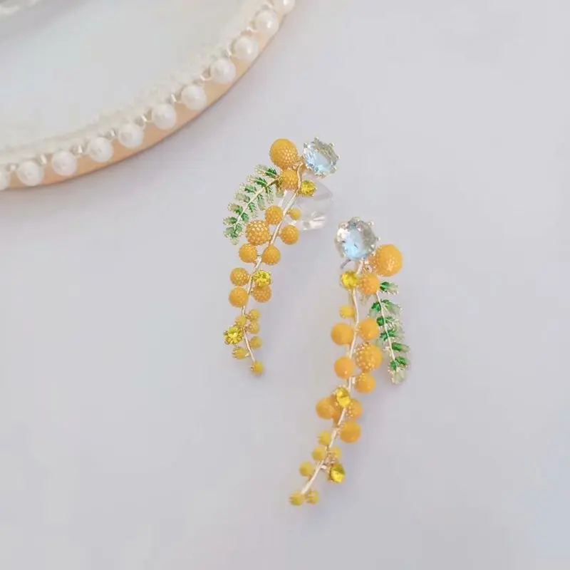 Топ Мода Продвижение сплав олова полудрагоценные фигуры женские серьги дизайнерские ручной цветок кисточкой Драгоценности Серьги