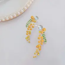 Топ Мода Продвижение сплав олова полудрагоценные фигуры женские серьги дизайнерские ручной цветок кисточкой Драгоценности Серьги