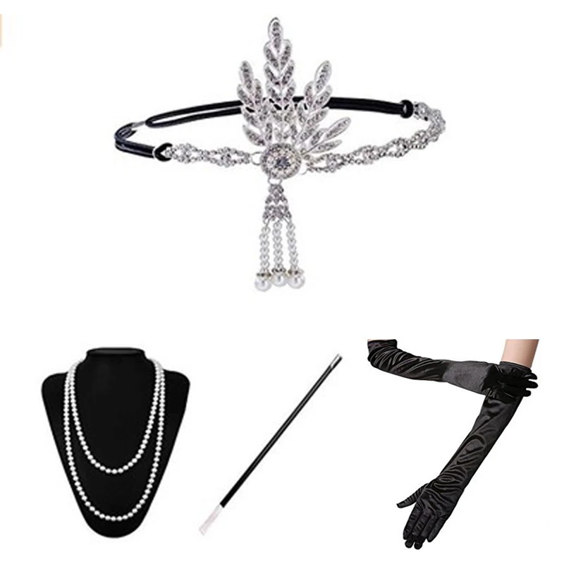 Костюмы для косплея 1920s Great Gatsby аксессуары набор для женщин Костюм Хлопушка головной убор повязка Прямая поставка