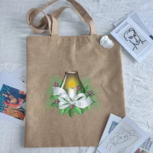 

Female Canvas Tote Bag Harajuku Style Shoulder Beach Bag Pattern Series Customizable Student Cloth Handbag Eco Shopping Bags