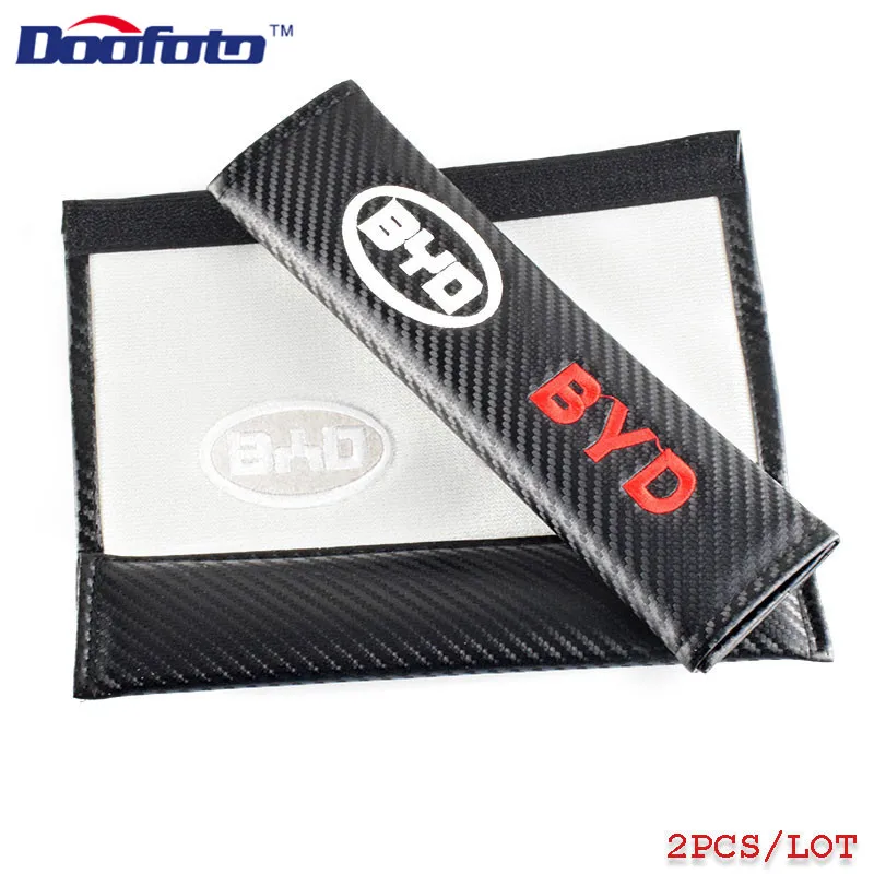 Doofoto 2x Накладка для ремня безопасности автомобиля для BYD F3 F0 S6 F3R F0 F 3 аксессуары плечевой защитный чехол обивка автомобиля Стайлинг из углеродного волокна