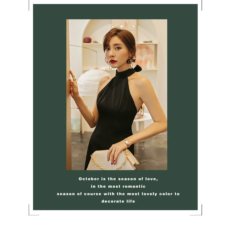 YIGELILA Autumn New Arrivals Black Dress O-neck Sleeveless with Bandage Dress A-line Solid Sleeveless Knee-length Dress 65256