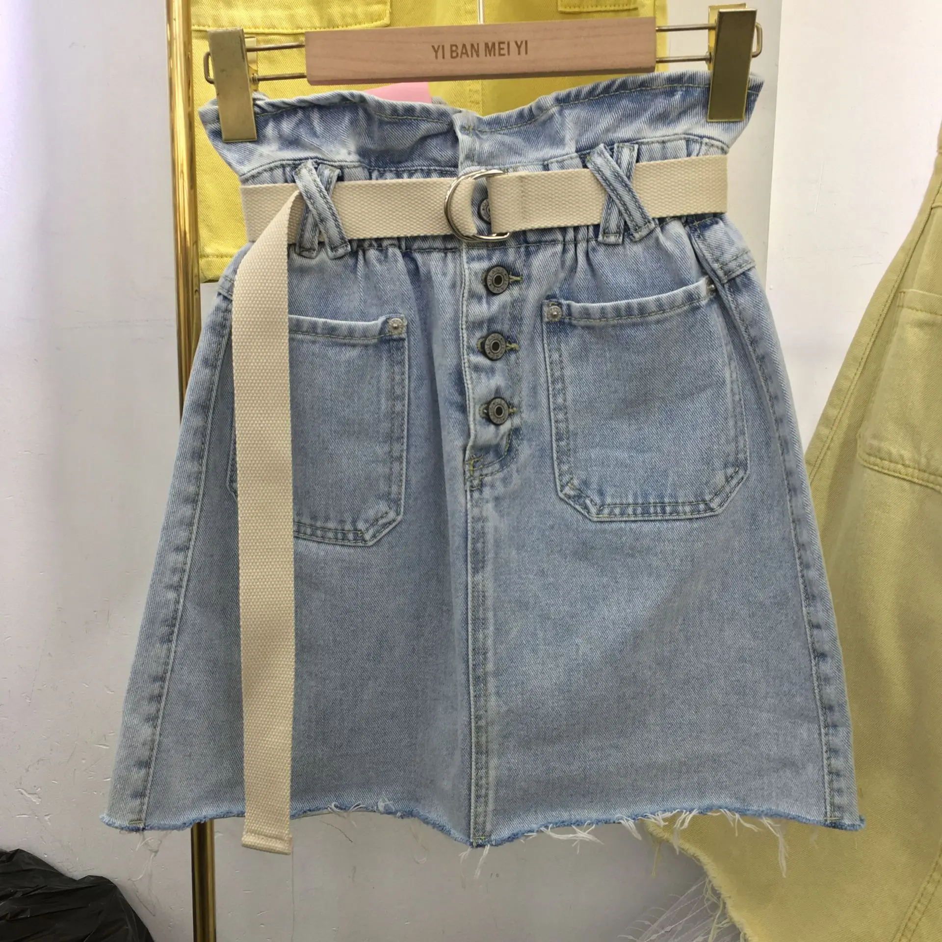 

Ozhouzhan High-waisted Bud Short Skirt 2019 Spring And Summer New Style Korean-style Versatile Single Breasted Skirt Denim Skirt