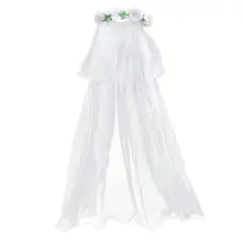 Двухслойная белая свадебная вуаль для девочек, свадебная вуаль для причастия, венок для волос для детей, свадебные аксессуары для невесты