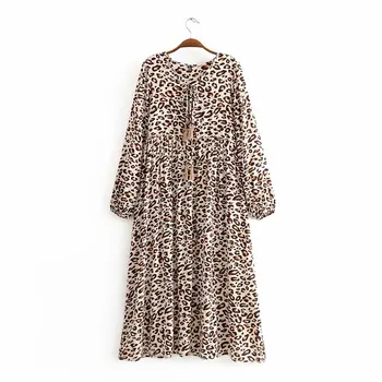 

2020 new Spring Summer Rayon Tassel Leopard zaraing women Dress sheining vadiming female dress sexy vintage plus size Yup8437