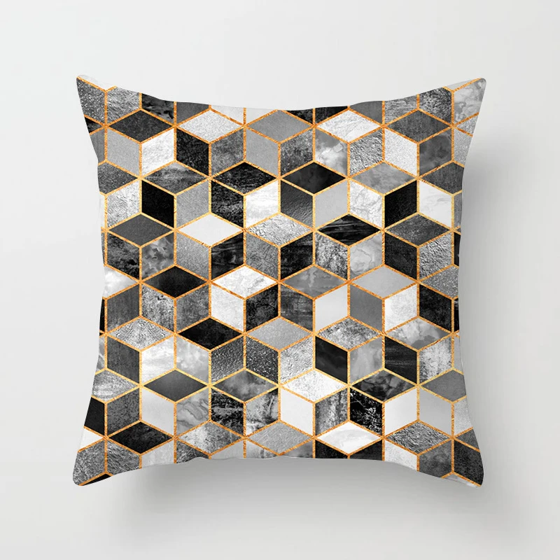 

Heard Cashmere Decorative Pillowcase 45*45Cm Square Geometric Hugging Bad Decorative Pillow Case Home Hotel Plaid Pillow Cover