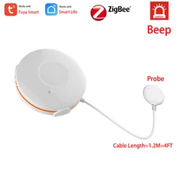 Tuya ZigBee – capteur intelligent de fuite d'eau, alerte bip, batterie CR2 intégrée, fonctionne avec Hub Tuya 