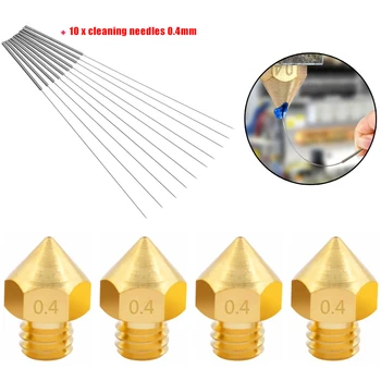 

Parts 4 * Nozzles 0.4mm For Creality Cr-10s Pro + 10x Cleaning Needles
