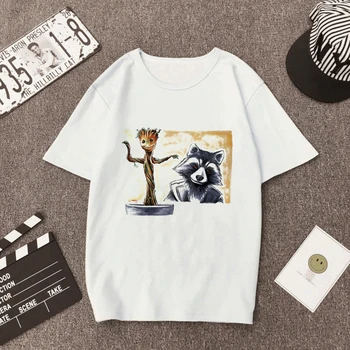 

Showtly 2020 Cute Fashion Groot Men/Women Clothing Tshirt Harajuku Streetwear Funny Cool Wind Carton Round Neck Men's T-shirt