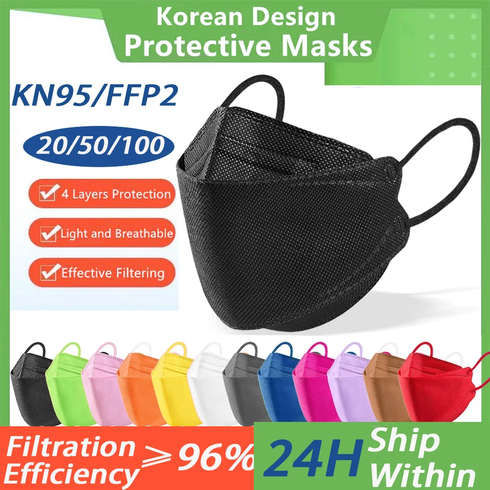 10 100pcs Mascarillas approved ffp2 KN95 Face Masks FFP2 homologada españa Adult Protective mascarillas fpp2 colores masque - Nuevos AliExpress