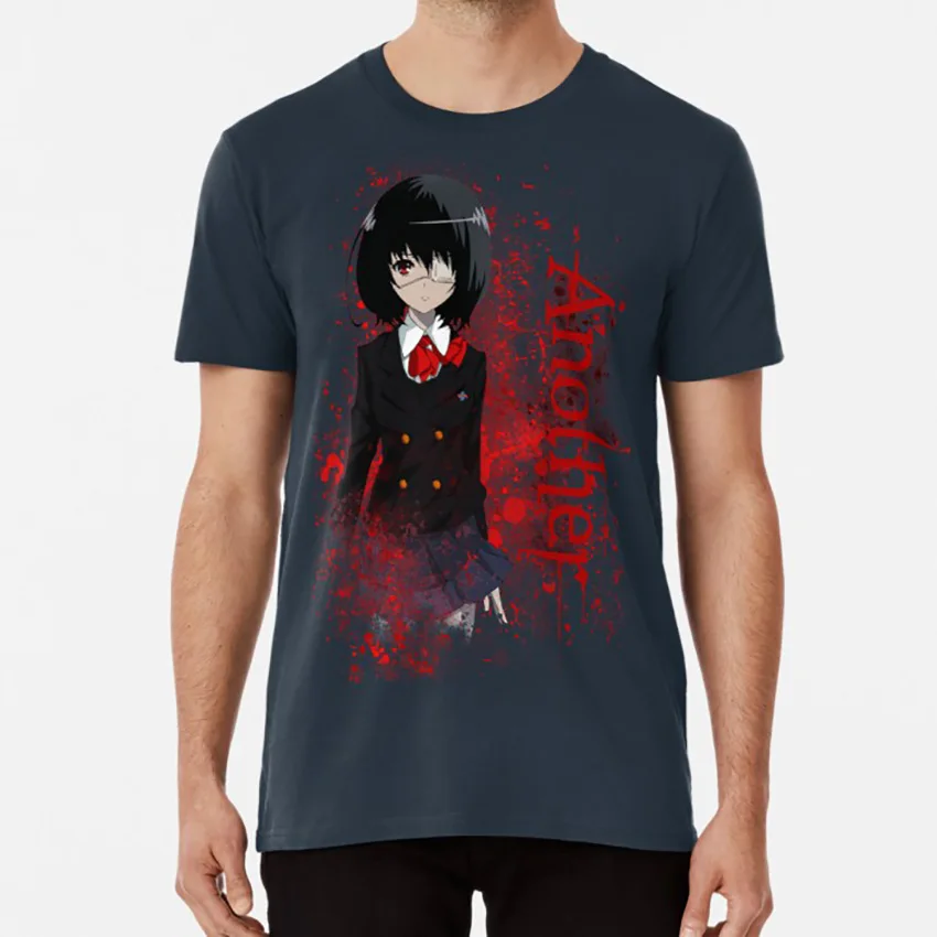 Футболка с рисунком аниме «angre negro blood Animal Mei Misaki mei misaki japones» - Цвет: Тёмно-синий