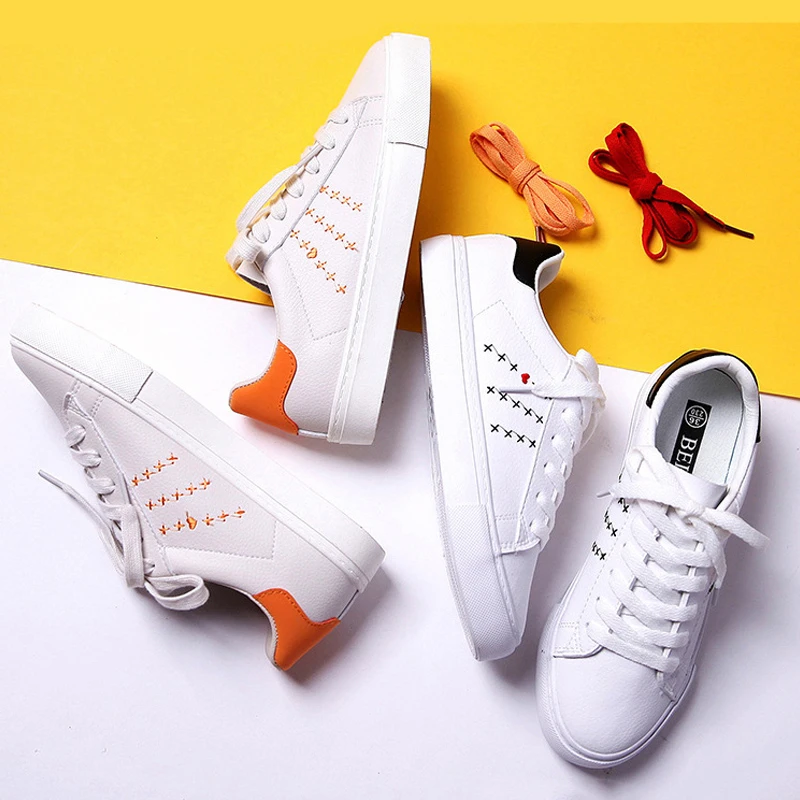 

Flats Casual Women Shoes 2020 Spring New Fashion Women Leather Shoes Comfortable Breathable Sneakers Women Vulcanize Shoes