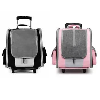 

Pet Dog Cat Backpack with Wheels Breathable Outdoor Rolling Carrier Bag for Travel Hiking Walking New Hot