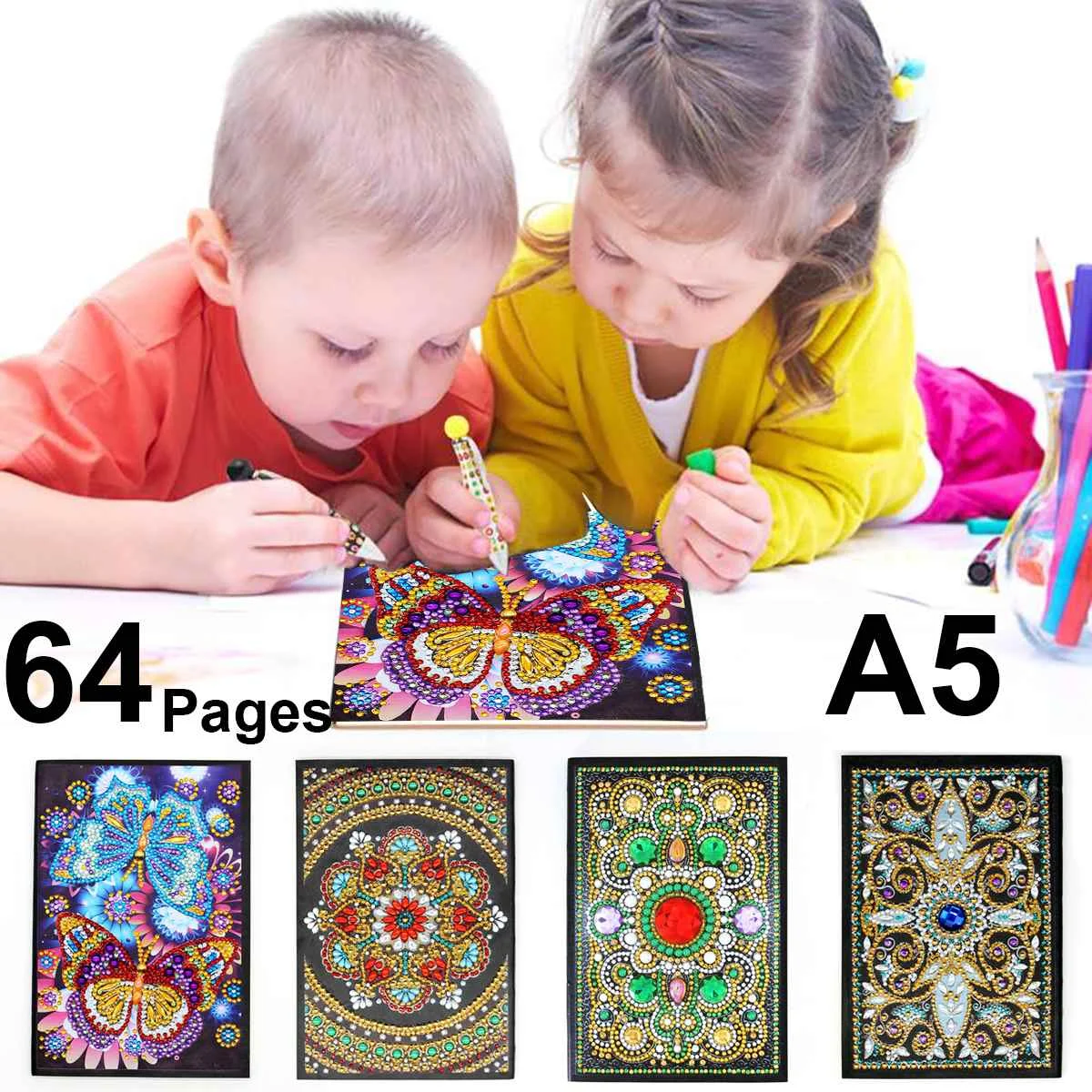 

60 Pages Art Diamond Painting Notebook DIY Round Shaped Diamond Embroidery Cross Stitch A5 Notebook Diary Book