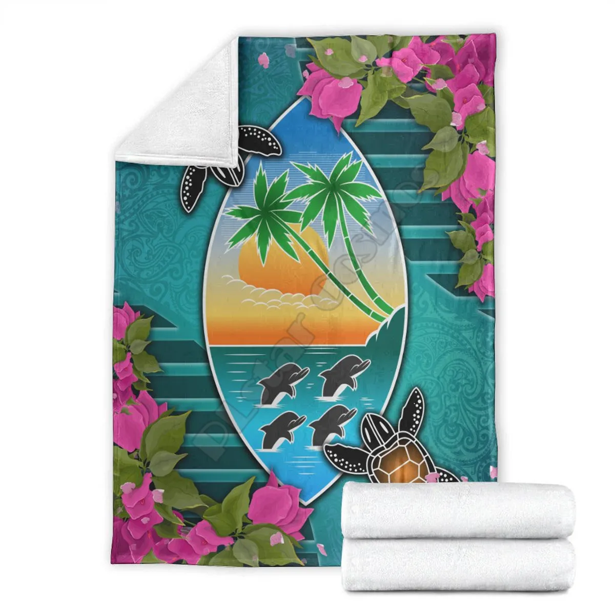 

Полинезийское одеяло класса премиум Гуам, одеяло с 3D рисунком пар черепашек, одеяло для взрослых/детей, Флисовое одеяло, шерпа одеяло