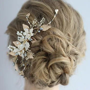 

Floralbride Handmade Alloy Crystal Rhinestone Pearls Wedding Hair Clip Barrettes Bridal Headpiece Hair accessories Women Jewelry