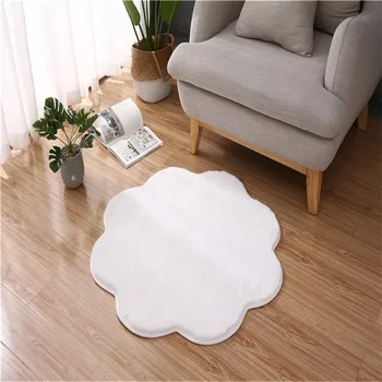 

Hand woven knitted floor rug 80*80cm carpet solid white blue children play mat round carpet blanket for kids bedroom home decor