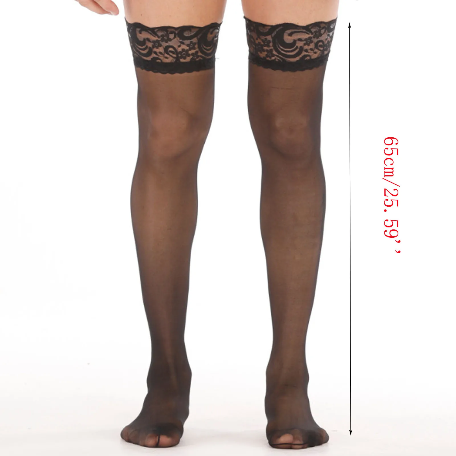 Men Stockings Mens Pantyhose Men's Lace Stockings Sexy Long Tube Transparent Hosiery Over Knee Thigh High Stocking Sissy Gay Exotic Apparel Male Underwear